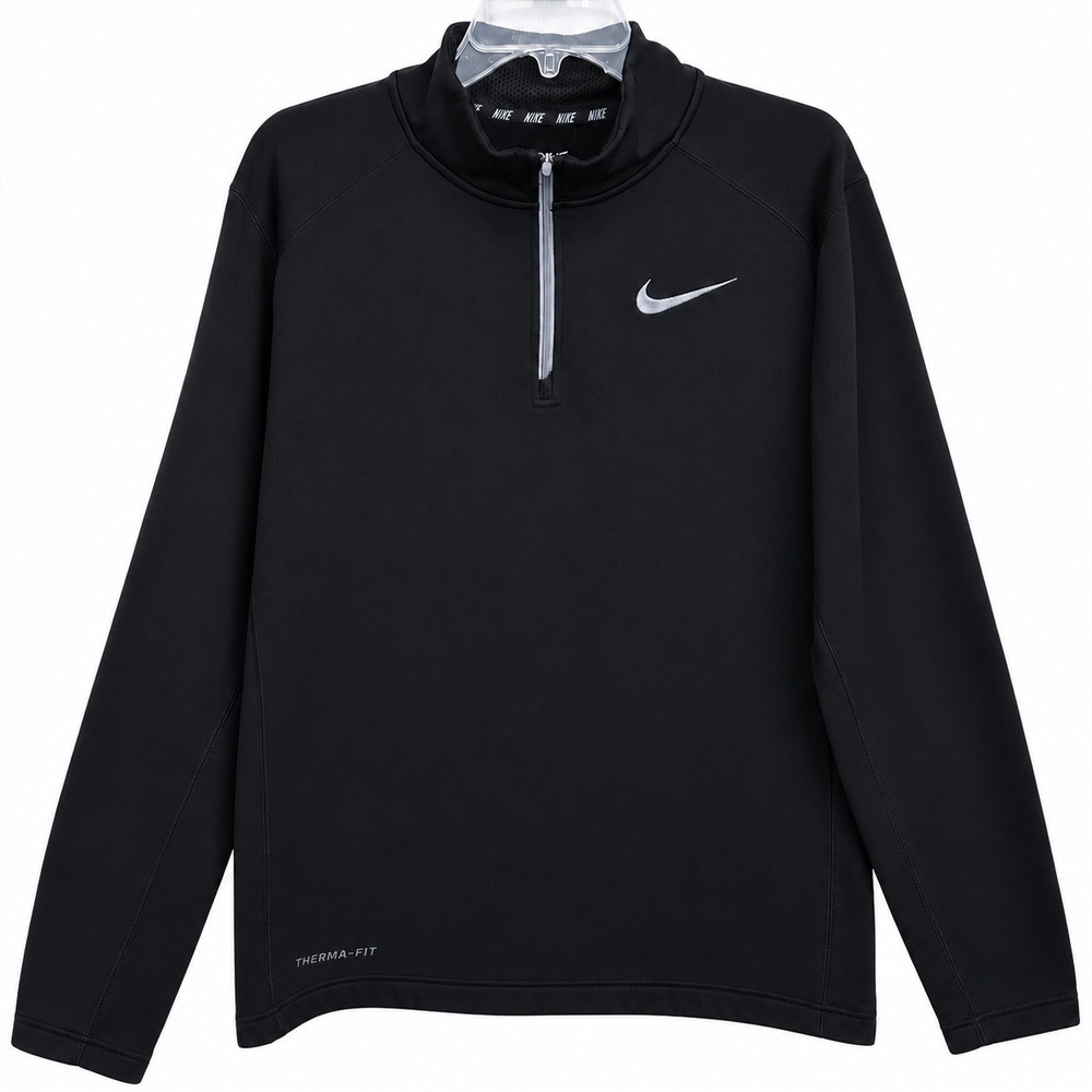 Nike Therma-FIT 1/4 Zip Pullover Mens Large Black Quarter Zip Sweatshirt Active